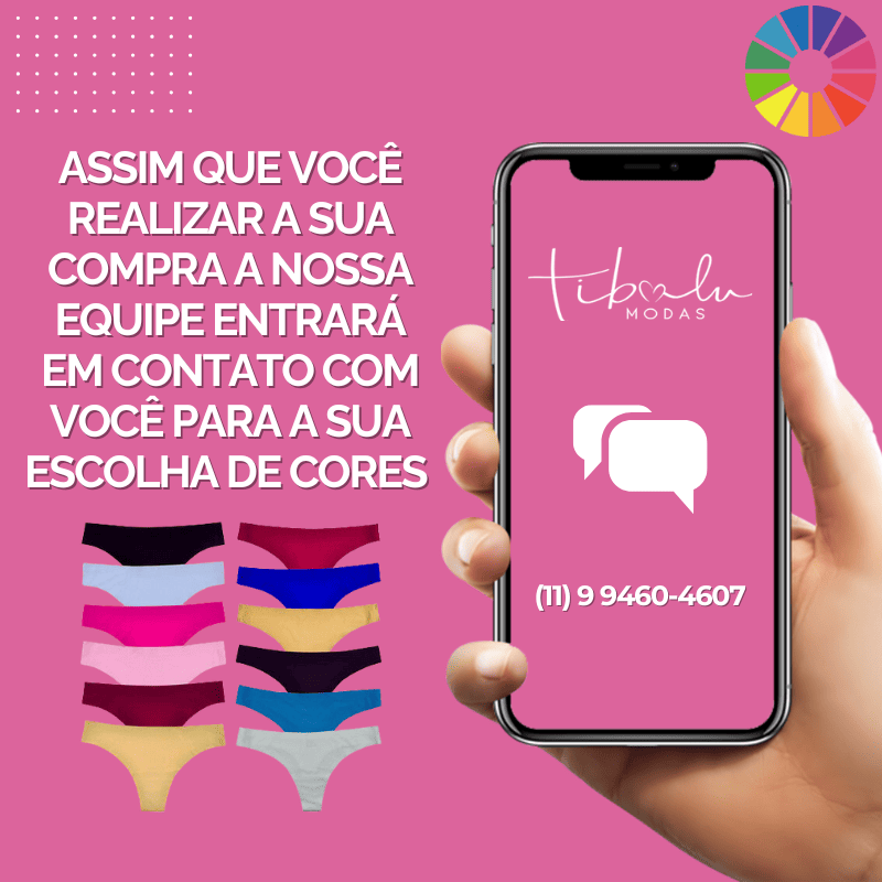 Kit 12 Calcinhas Cintura Alta Tanga ou Fio Dental sem Costura